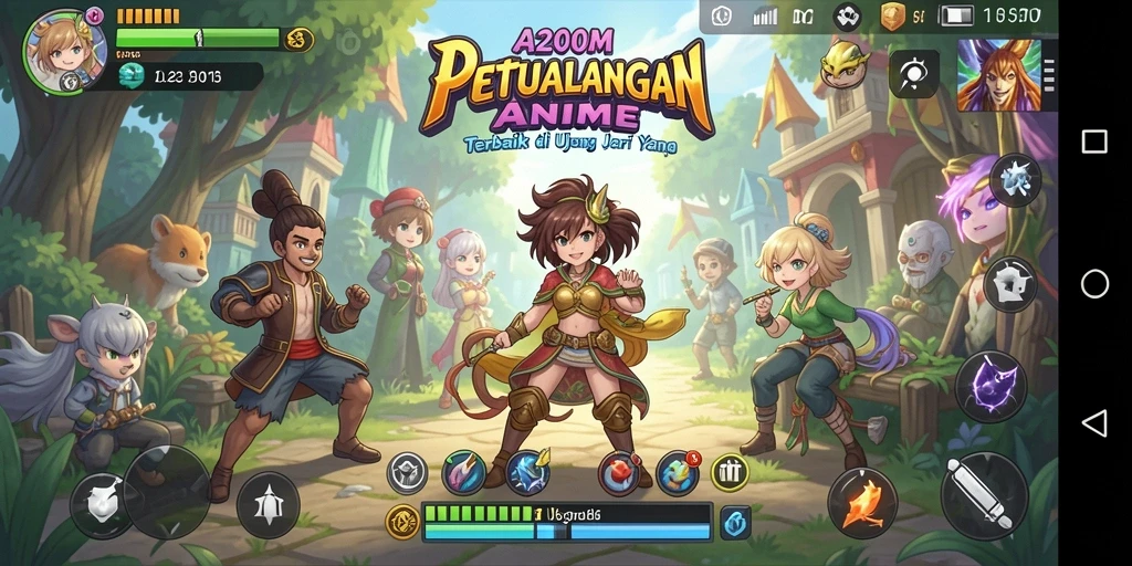 Screenshot gameplay A200M menunjukkan petualangan seru di dunia Anime.