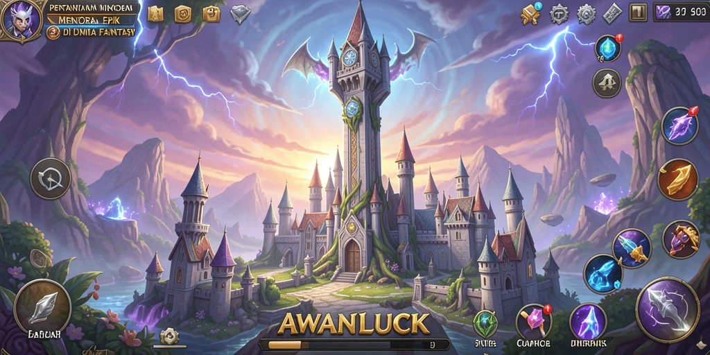 Tangkapan layar gameplay menara pertahanan yang epik di AWANLUCK.