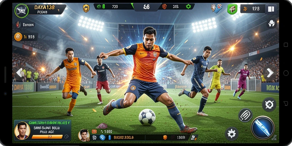 Gameplay seru dari DAYA138 dengan aksi sepak bola nyata.