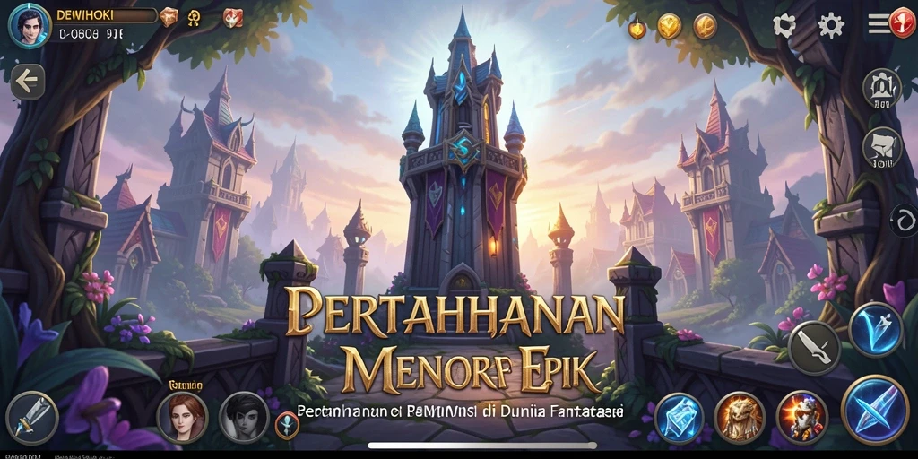 Tangkapan layar DEWIHOKI menampilkan aksi seru dalam pertahanan menara.