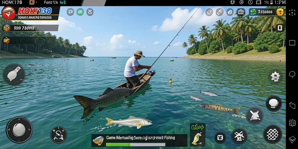 Screenshot gameplay HOKI138 menampilkan aksi memancing yang seru dan grafis yang memukau.