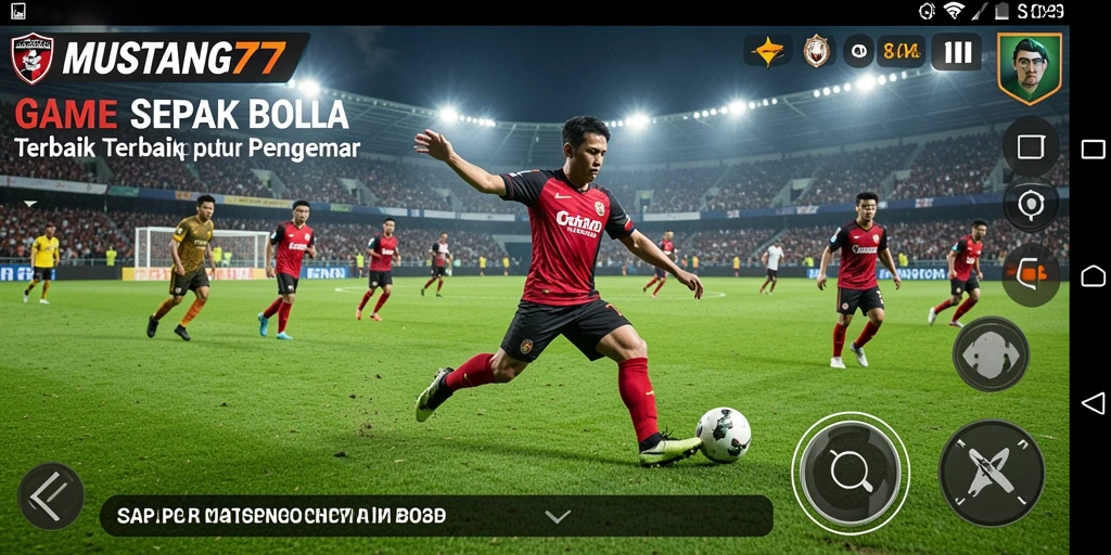 Tampilan gameplay MUSTANG77 dengan aksi sepak bola yang seru.
