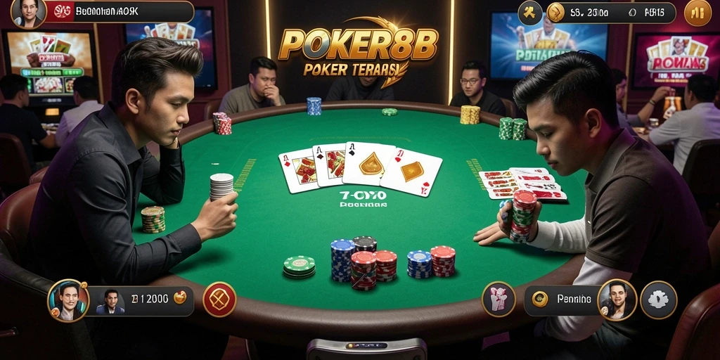 Tampilan gameplay POKER88 dengan suasana poker yang mendebarkan.