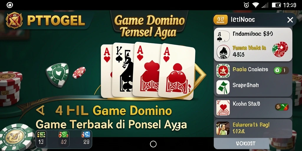 Screenshot gameplay Domino di PTTOGEL menunjukkan suasana kompetitif yang seru.