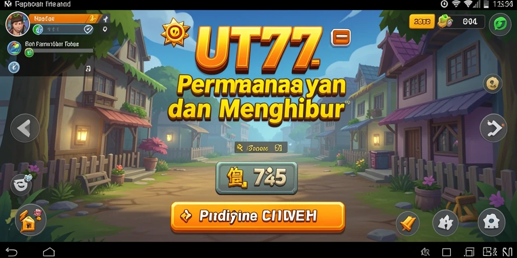 Screenshot UT77 menunjukkan karakter mengumpulkan sumber daya dalam mode Idle.