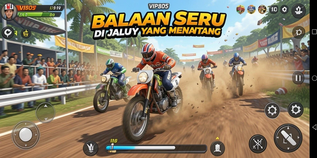 Tampilan gameplay VIP805 dengan balapan yang mendebarkan.